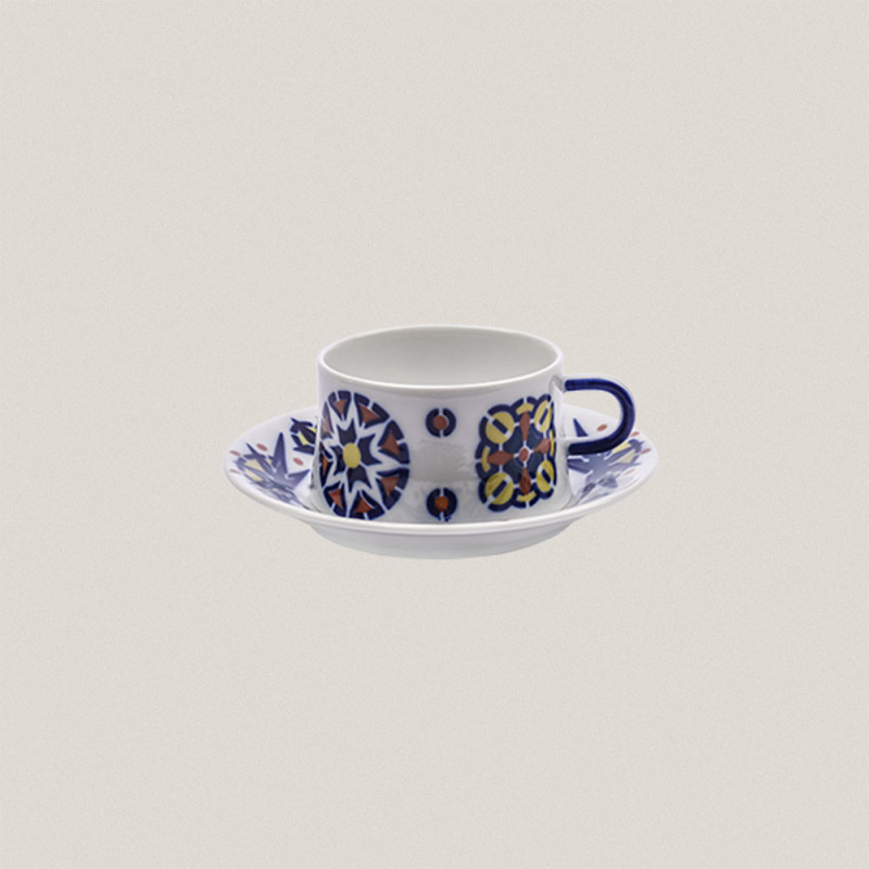 Tea Cup and Saucer Toxo Color