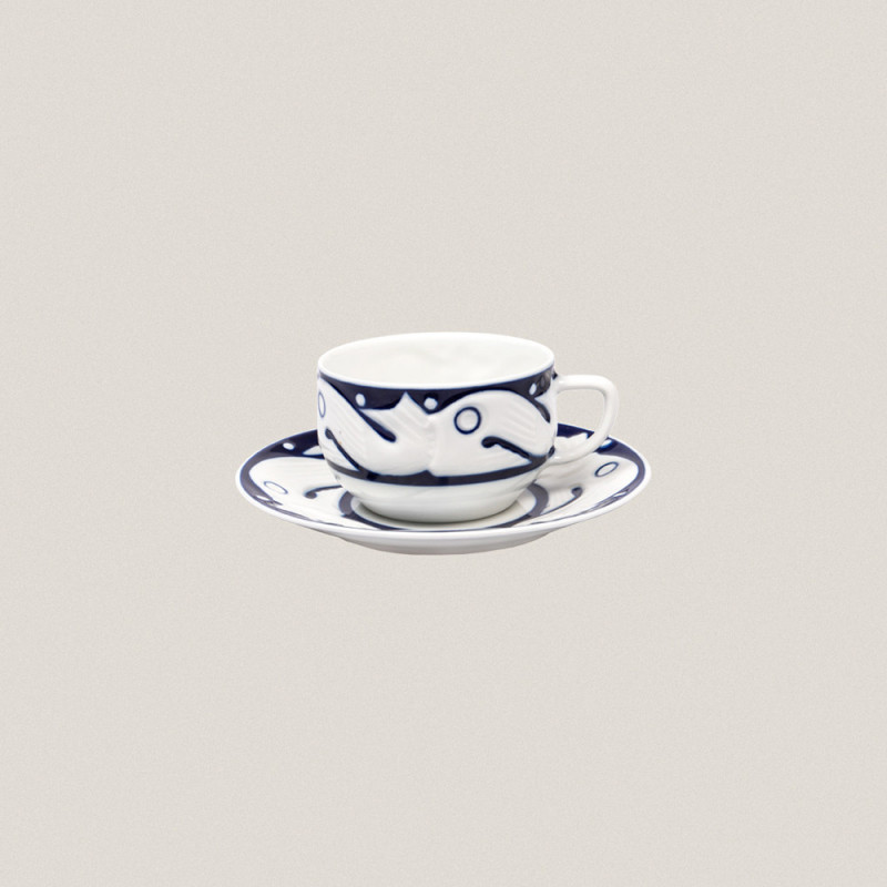 Tea Cup and Saucer Peixes Azul