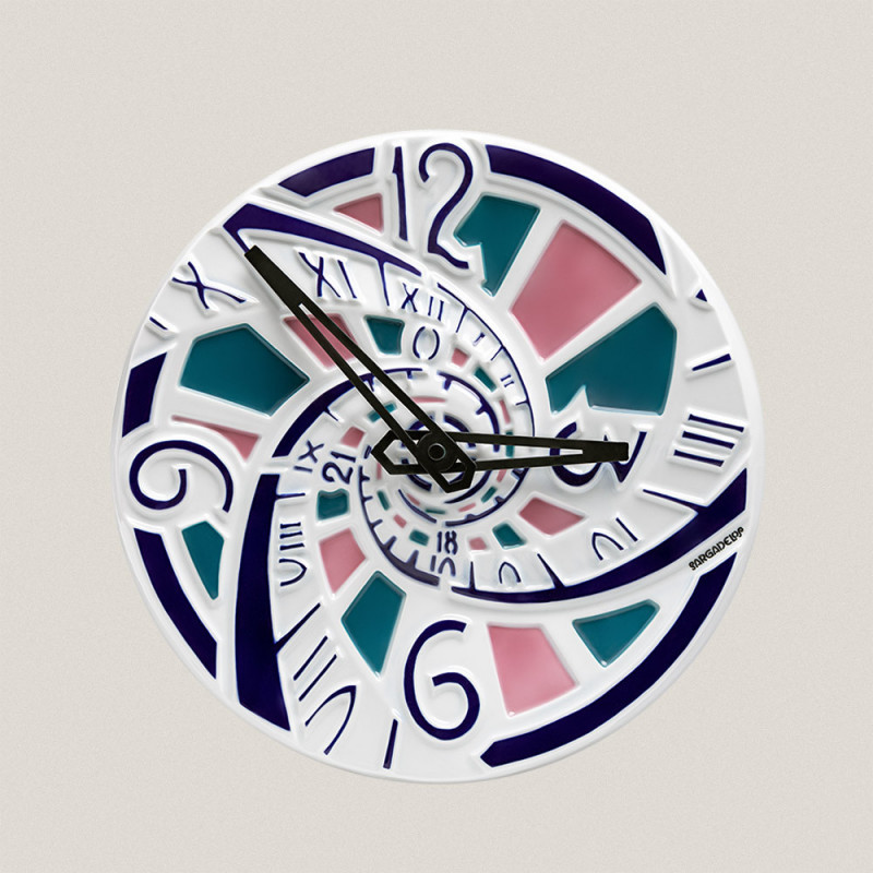 Cobalt, green and lilac Clock Triple Helicoidal